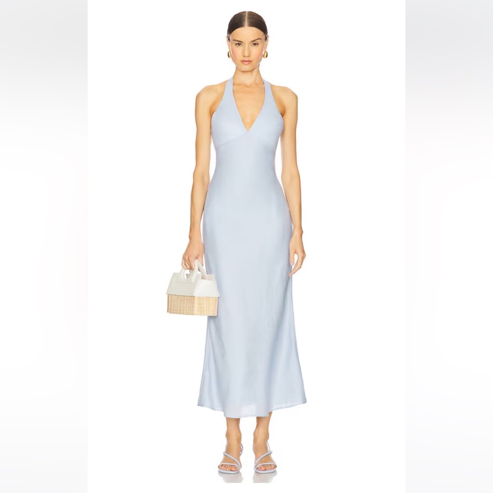 Bardot | Paola Halter Midi Dress in Soft Blue